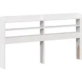 vidaXL Hoofdbord met schappen 140 cm massief grenenhout wit