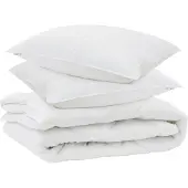 vidaXL Seizoensdekbedset met kussens, 3 stuks, wit, microvezel