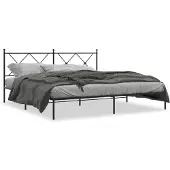 vidaXL Bedframe met hoofdbord metaal zwart 183x213 cm