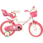 Dino Bikes Hello Kitty - Kinderfiets 14 Inch - van 3-5 Jaar - met Zijwieltjes - Meisjesfiets Wit