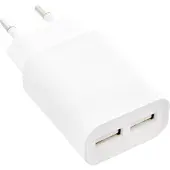 InLine USB lader DUO, voeding 2-voudig, 100-240V naar 5V/2.1A, wit