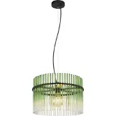 Globo Zwarte hanglamp Gorley met groen glas Ø 40cm