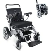 Mobiclinic Troya Tiny - Elektrische rolstoel - Aluminium - Opvouwbaar - 17 km 24V - Voor volwassenen - Armleuningen en voetsteunen - Zitje