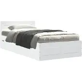 vidaXL Bedframe met hoofdbord bewerkt hout wit 75x190 cm