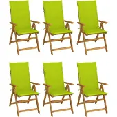 Syfax Inklapbare stoelen 6 st met kussens massief acaciahout