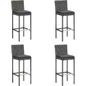Syfax Tuinbarkrukken met kussens 4 st poly rattan grijs
