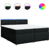 vidaXL Boxspring met matras stof zwart 200x200 cm
