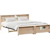 vidaXL Bedframe met plank Bruin 180 x 200 cm Massief grenenhout