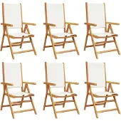 Syfax Inklapbare stoelen 6 st massief hout en stof crèmewit