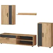 Vicco Berno Wandmeubel – Set van 4 Eik goud/antraciet