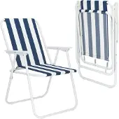 Springos Opvouwbare strandcampingstoel 52x59x80 cm - donkerblauw