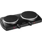 Ecg EV 2512 Black Elektrische kookplaat - 2 kookplaten 18,5 cm en 15,5 cm - 1000 en 1500 W - Zwart