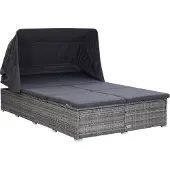 Syfax Ligbed met kussen 2-persoons poly rattan grijs