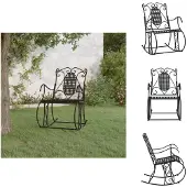 vidaXL Schommelstoel, 84 cm, zwart, staal - Tuinbanken