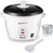 Alpina Switzerland Rijstkoker - Anti-aanbaklaag - Warmhoudfunctie - 0.6 L - 300W - Wit