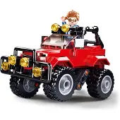 Sluban Town Rode Jeep bouwspeelgoed kinderen vanaf 6 jaar – Constructiespeelgoed modelbouw – bouwdoos met 135 bouwstenen en 1 minifiguur – M38-B0902