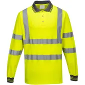 Portwest veiligheidspolo met lange mouwen, katoen, comfort, geel, maat XL