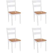 Syfax Eetkamerstoelen 4 st massief rubberwood wit