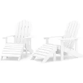 Syfax Tuinstoelen 2 st Adirondack met voetensteunen HDPE wit