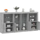 vidaXL Dressoir met LED-verlichting 202x37x100 cm betongrijs