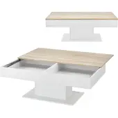 En.casa Salontafel Lünen met opbergruimte 110x60x40 cm eiken en wit