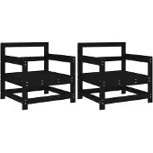 Syfax Tuinstoelen 2 st massief grenenhout zwart