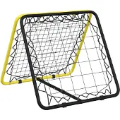 vidaXL Voetbalrebounder dubbelzijdig verstelbaar staal geel en zwart