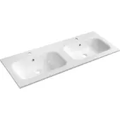 Sapho Sidra dubbele wastafel, gekweekt marmer, 121x46cm, wit