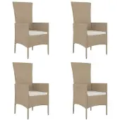 Syfax Tuinstoelen 4 st met kussens poly rattan beige