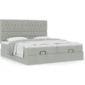 Syfax Ottoman bed met matrassen 180x200cm fluweel lichtgrijs