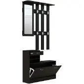 HOMCOM -Entree-opbergset-Hout-90x10x102cm-Zwart