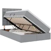 vidaXL LED opbergbed met matras Lichtgrijs 120 x 190 cm Stof