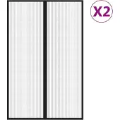 vidaXL Vliegenhorren voor deuren, 2 stuks, magnetisch, zwart, 220x130 cm