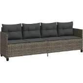 vidaXL - Ligbed - met - kussen poly - rattan - grijs