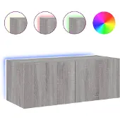 Syfax Tv-wandmeubel met LED-verlichting 80x35x31 cm grijs sonoma