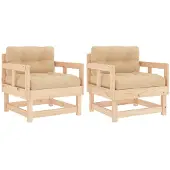 vidaXL Tuinstoelen 2 st met kussens massief grenenhout