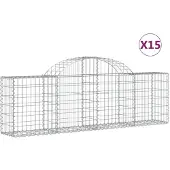 vidaXL Schanskorven 15 st gewelfd 200x30x60/80 cm gegalvaniseerd ijzer