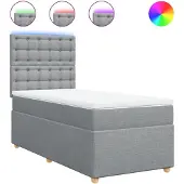 vidaXL Boxspring met matras stof lichtgrijs 100x200 cm