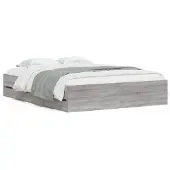 vidaXL Bedframe met lades bewerkt hout grijs sonoma eiken 150x200 cm