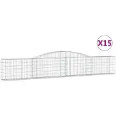 vidaXL Schanskorven 15 st gewelfd 400x30x60/80 cm ijzer