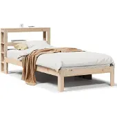 vidaXL Bedframe met hoofdbord massief grenenhout 90x200 cm