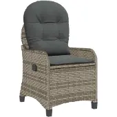 vidaXL - Ligstoel - met - kussen - Grijs - 56 - x - 66 - x - 95 - cm - poly - rattan