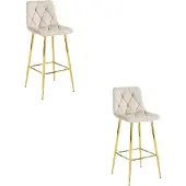 Leobert NADO kruk - beige fluweel / GOUDEN poten x 2