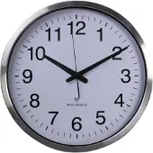 Perel Wandklok, rond, analoog, 50 cm, radiogestuurde tijdsaanduiding (DCF), aluminium, zilver