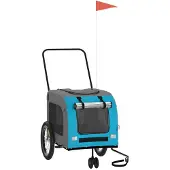Syfax Hondenfietstrailer oxford stof en ijzer blauw en grijs