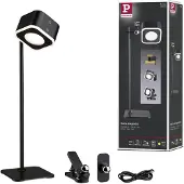 Paulmann LED-tafellamp Varia, dimbaar, zwart, Woon-/ Eetkamer, Kunststof, Modern, LED tafellamp