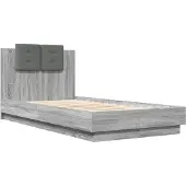 vidaXL Bedframe met hoofdeinde, grijs Sonoma, 75x190 cm, houtvezel
