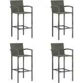 Syfax Barkrukken 4 st poly rattan grijs