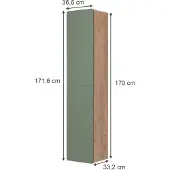 Vicco Izan Hoge kasten – 36.6 x 171.6 cm Groen/gouden eik