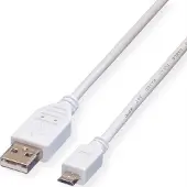 Value USB 2.0 Kabel, USB A Male - Micro USB B Male, wit, 0,8 m